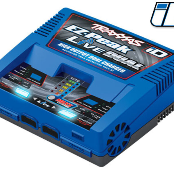 Traxxas Charger, EZ-Peak Live Dual, 200W, NiMH/LiPo with iD Auto Battery Identification