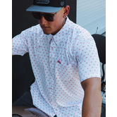 FINNEY WHITE/RED SHORT SLEEVE BUTTON UP - MENS