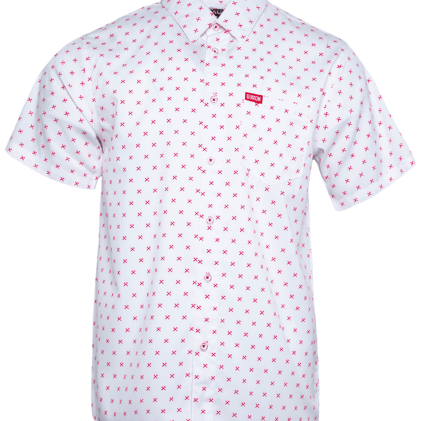 Dixxon FINNEY WHITE/RED SHORT SLEEVE BUTTON UP - MENS