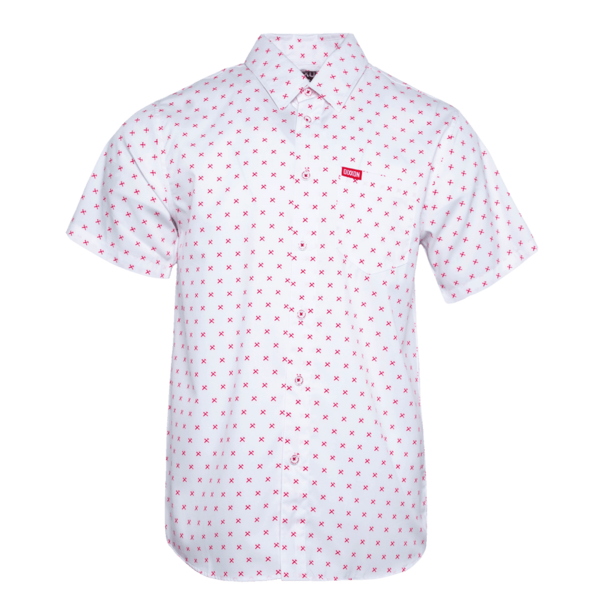 Dixxon FINNEY WHITE/RED SHORT SLEEVE BUTTON UP - MENS