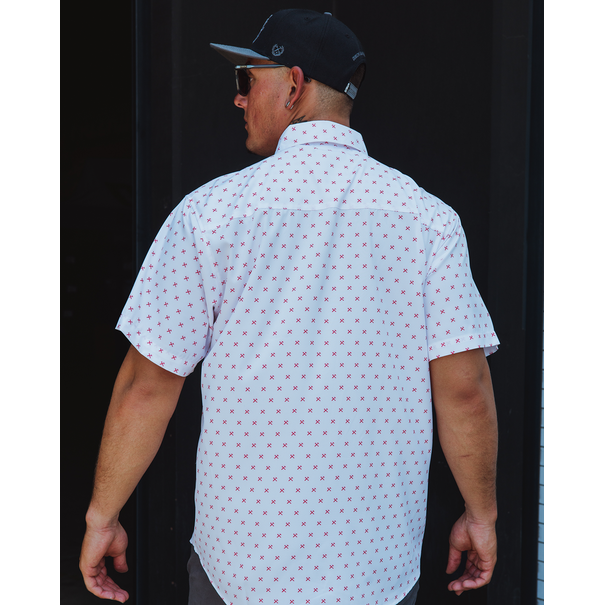 Dixxon FINNEY WHITE/RED SHORT SLEEVE BUTTON UP - MENS