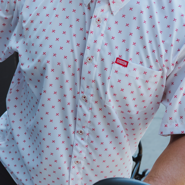 Dixxon FINNEY WHITE/RED SHORT SLEEVE BUTTON UP - MENS