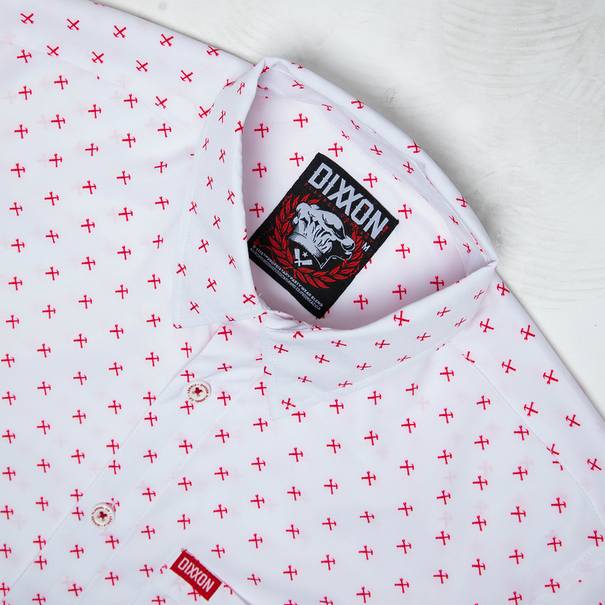 Dixxon FINNEY WHITE/RED SHORT SLEEVE BUTTON UP - MENS