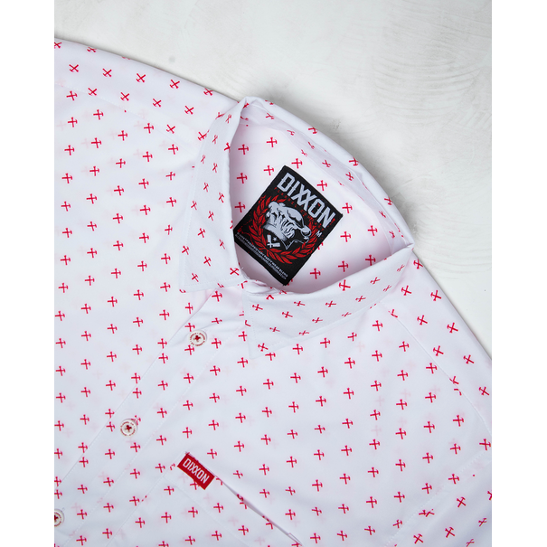 Dixxon FINNEY WHITE/RED SHORT SLEEVE BUTTON UP - MENS