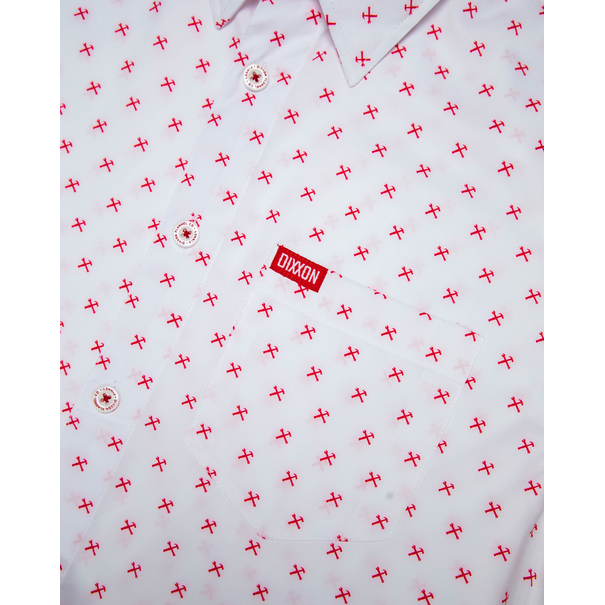 Dixxon FINNEY WHITE/RED SHORT SLEEVE BUTTON UP - MENS
