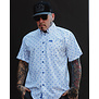 POLKACIDE WHITE/BLUE SHORT SLEEVE BUTTON UP - MENS