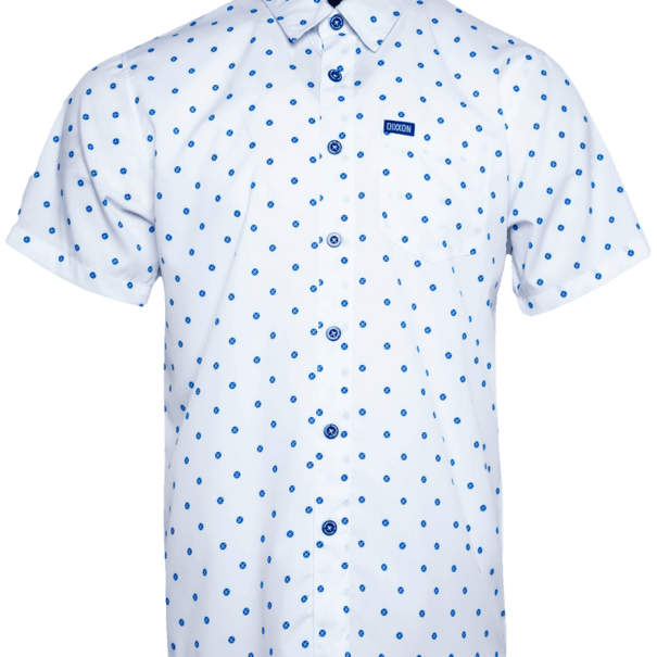 Dixxon POLKACIDE WHITE/BLUE SHORT SLEEVE BUTTON UP - MENS