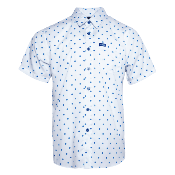 Dixxon POLKACIDE WHITE/BLUE SHORT SLEEVE BUTTON UP - MENS