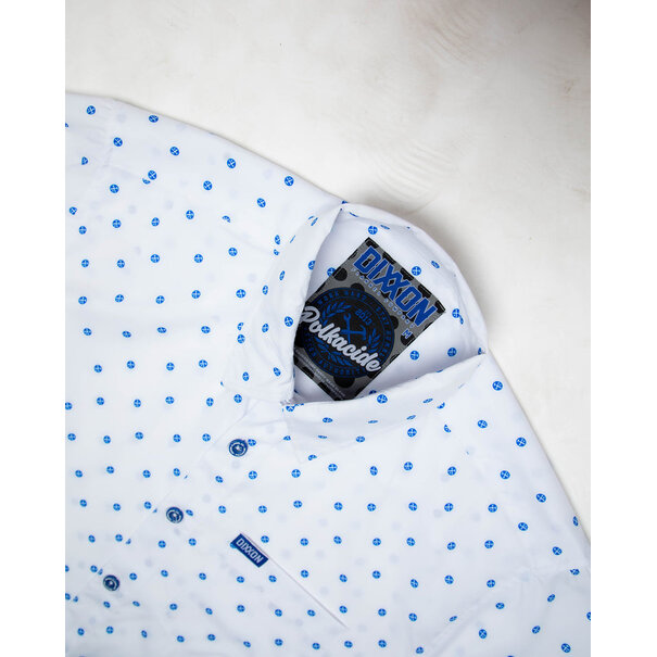 Dixxon POLKACIDE WHITE/BLUE SHORT SLEEVE BUTTON UP - MENS