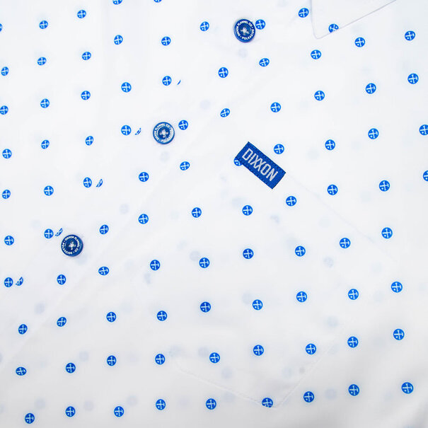 Dixxon POLKACIDE WHITE/BLUE SHORT SLEEVE BUTTON UP - MENS