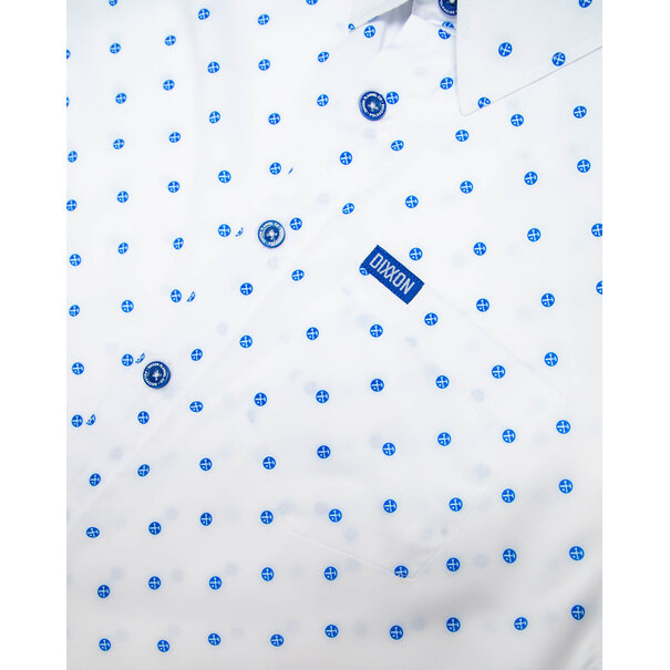 Dixxon POLKACIDE WHITE/BLUE SHORT SLEEVE BUTTON UP - MENS