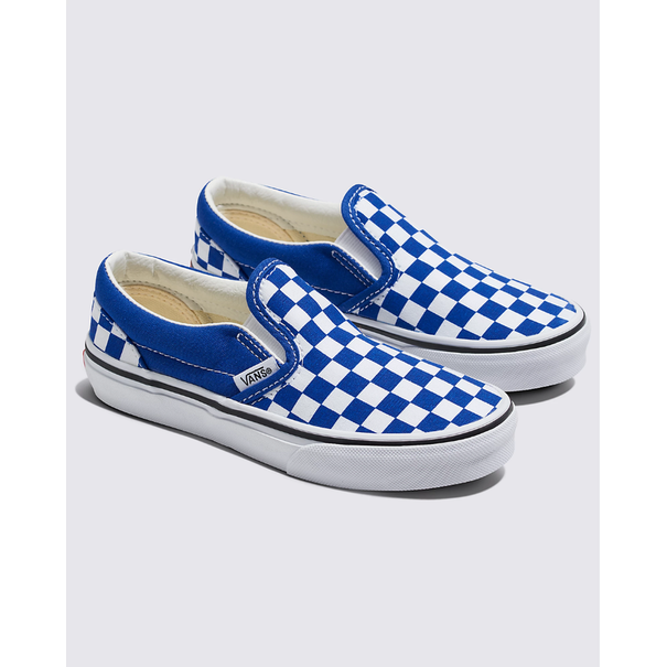 Vans Footwear Kids Classic Slip-On-Color Theory Checkerboard- Royal/White