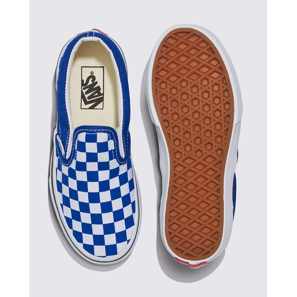 Vans Footwear Kids Classic Slip-On-Color Theory Checkerboard- Royal/White
