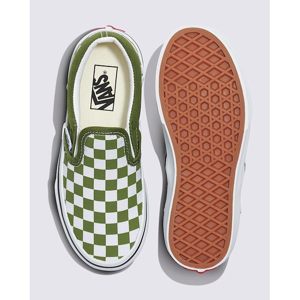 Vans Footwear Kids Classic Slip On-Color Theory Checkerboard-Green