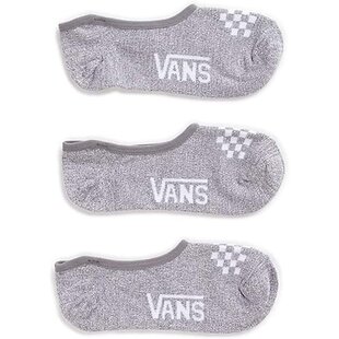 Vans Women's No Show Socks 3-Pack-Heather Grey/White