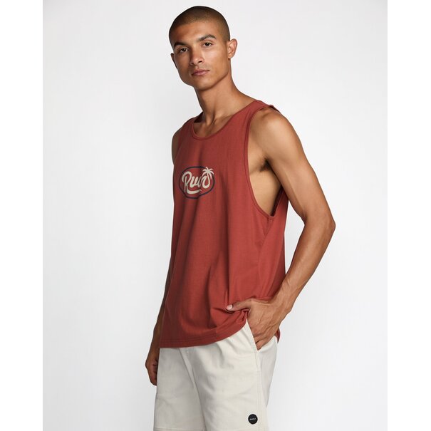 RVCA Frond Script Tank-Dusty Red