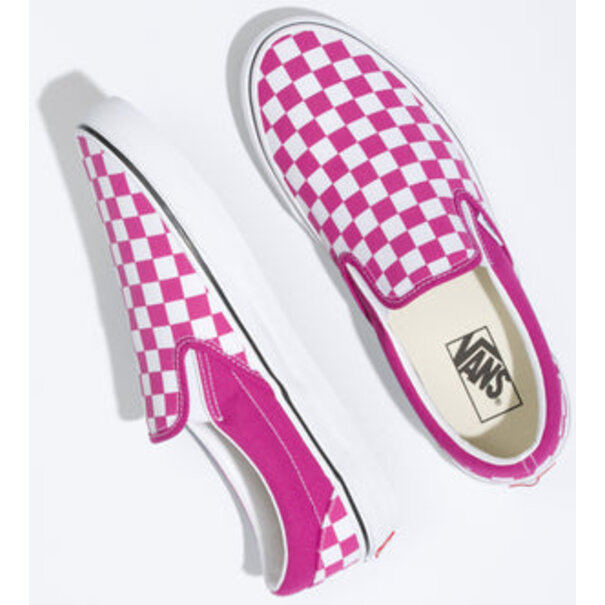 Vans Footwear UA Classic Slip-On Checkerboard Fuchsia Red/True White   8.0