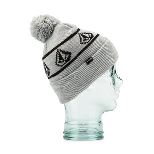 Youth Powder PomPom Beanie-Heather Grey