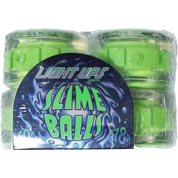 Slime Balls Wheels Wheels Light Ups W/Green LED Bearings OG Slime 78A 60MM