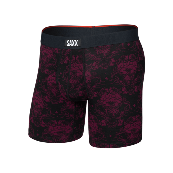 SAXX Underwear Vibe Xtra Soft Comfort Boxer Brief Fly — BearBrocade-Maroon