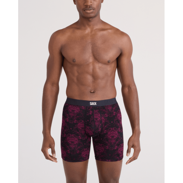 SAXX Underwear Vibe Xtra Soft Comfort Boxer Brief Fly — BearBrocade-Maroon