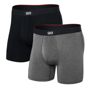 Vibe Xtra Soft Comfort Boxer Brief Fly 2-Pack — Black/DarkGreyHeather