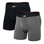 Vibe Xtra Soft Comfort Boxer Brief Fly 2-Pack — Black/DarkGreyHeather