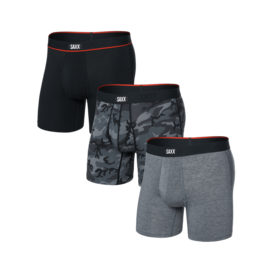 Vibe Xtra Soft Comfort Boxer Brief Fly 3-Pack — WoodCamo/GreyHthr/Blk