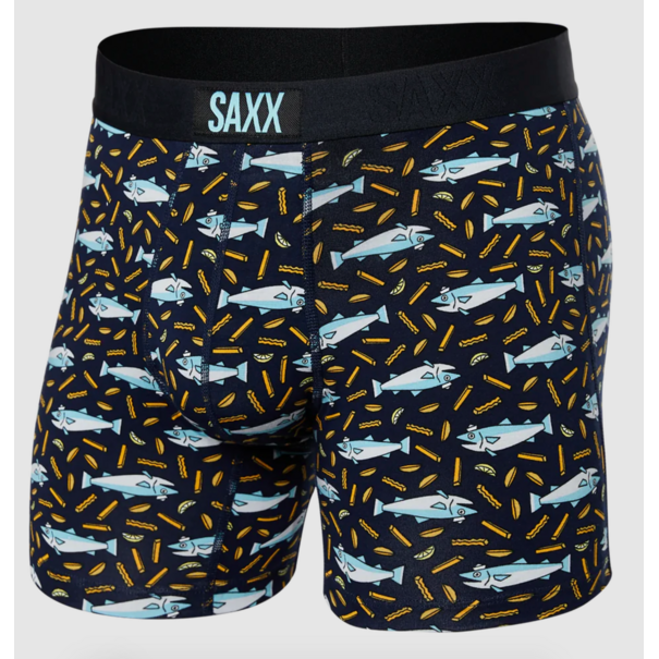 SAXX Underwear Vibe Super Soft Boxer Brief — Fish&Chips-Navy