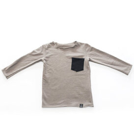 Toddler 3/4 Sleeve Pocket Tee-Grey/Black
