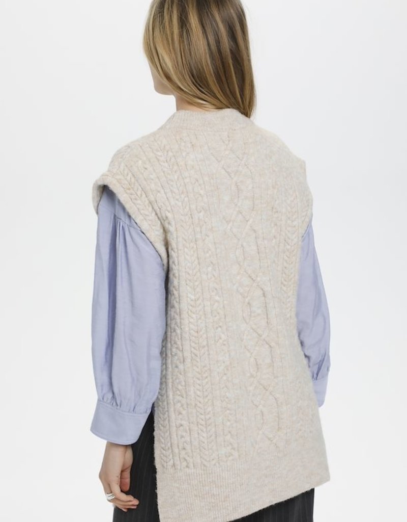 Soaked in Luxury Soaked in Luxury Vest  'Adela' Cable Knit w/ Side Slits