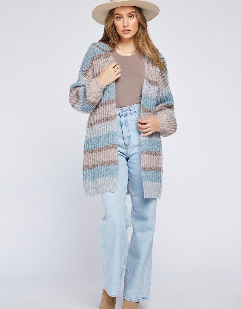 GENTLE FAWN Gentle Fawn Cardigan  'Cove' Ribbed Multistripe Long Line