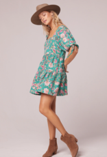 Band of the Free Band of the Free Dress 'Forest' Puff S/Slv Floral Mini
