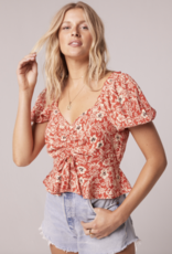 Band of the Free Band of the Free Blouse 'Clover' S/Slv Crop w/ Ruching