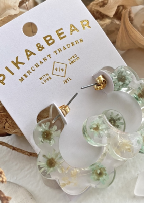 PIKA&BEAR Pika & Bear Earrings 'Maypole' 36mm Acetate w/ Real Flower Hoop