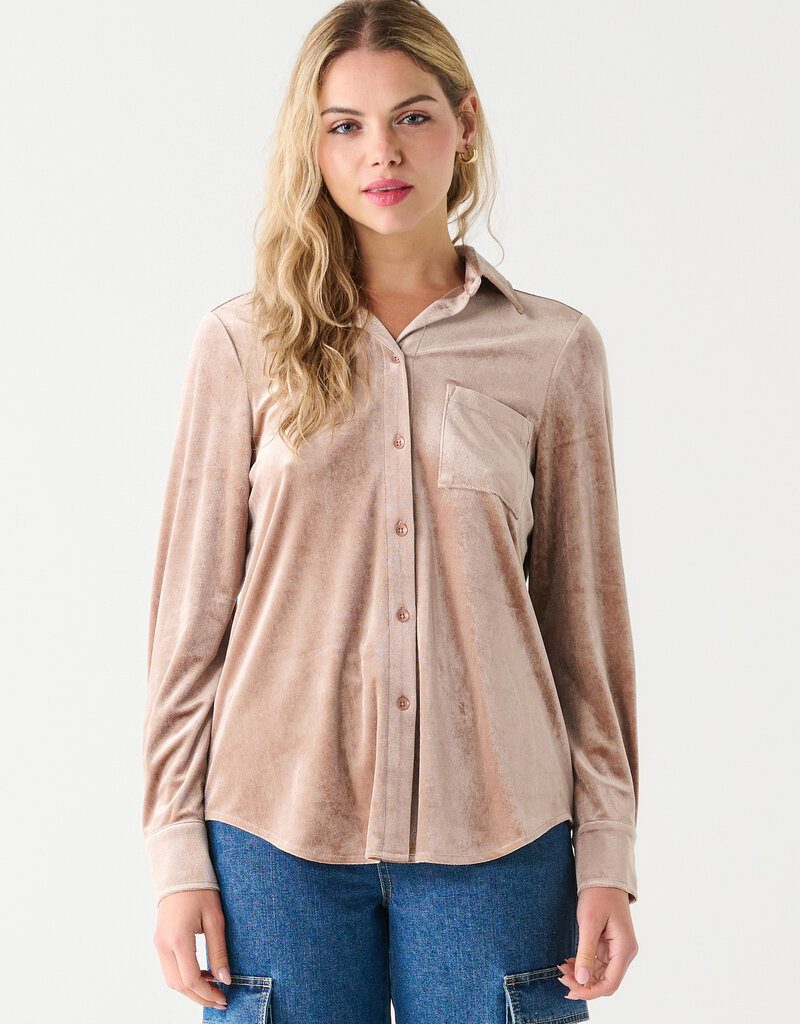 DEX Dex 'Ophelia' L/Slv Velvet Button Down Blouse