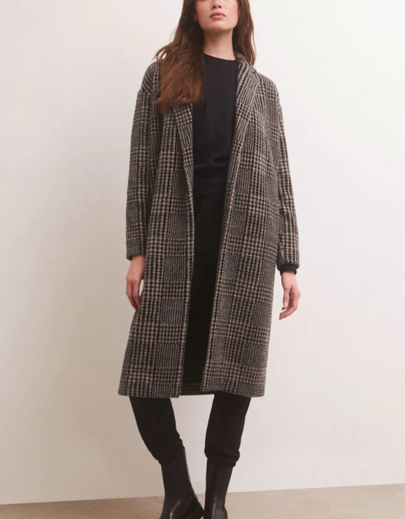 Z Supply Coat ZJ224575 'Mason' Long Line Houndstooth 10'23 - Cabin108