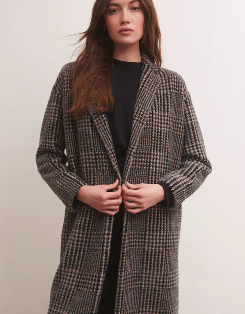 Z Supply Coat ZJ224575 'Mason' Long Line Houndstooth 10'23 Cabin108