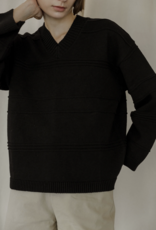 Mod Ref 'April' V Neck Ribbed Sweater w/ Wide Slv
