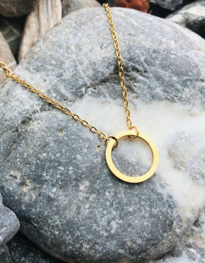 Wonderland 'Moon' Stainless Steel Circle Pendant Necklace