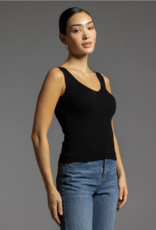 LA Weekend 'Tia' Fitted Ribbed V Neck Tank