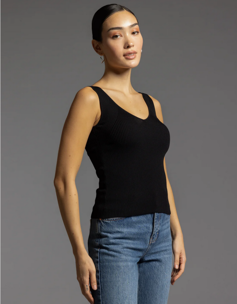 LA Weekend 'Tia' Fitted Ribbed V Neck Tank