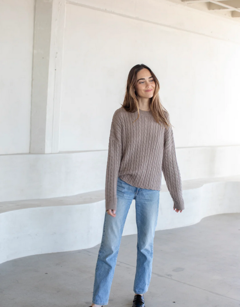 'Casey' Cropped Cable Knit Sweater