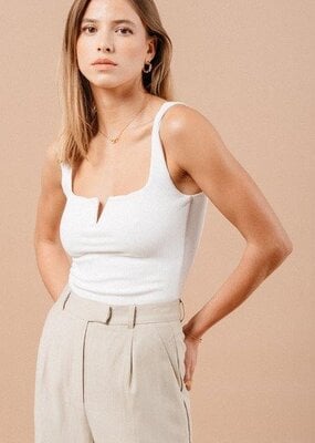 Grace & Mila 'Marcel' Ribbed Cami  w/ V Notch Detail