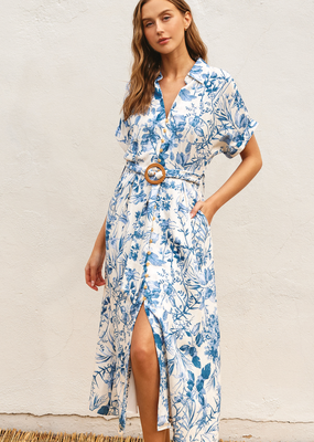 'Summer' Floral Midi Dress w/ Belt