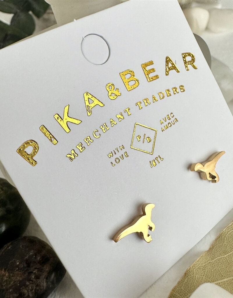 PIKA&BEAR 'Clever Girl' Velociraptor Dino Stud Earrings