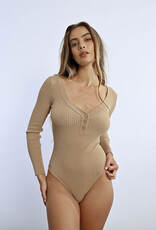 Molly Bracken 'Lara' V Neck Henley Bodysuit