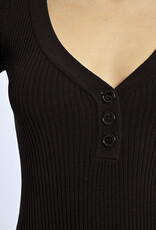 Molly Bracken 'Lara' V Neck Henley Bodysuit