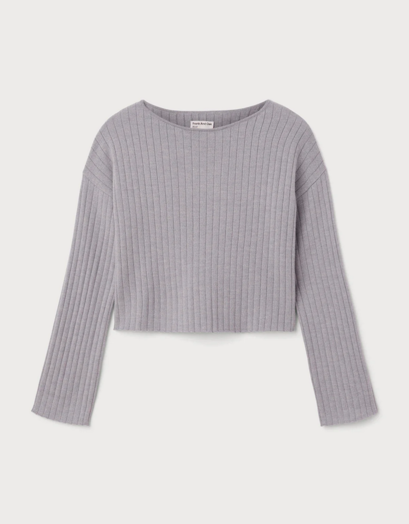 Frank & Oak 'Boat Neck' Crop Ribbed Knit Sweater