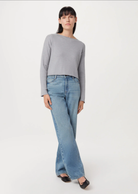 Frank & Oak 'Boat Neck' Crop Ribbed Knit Sweater